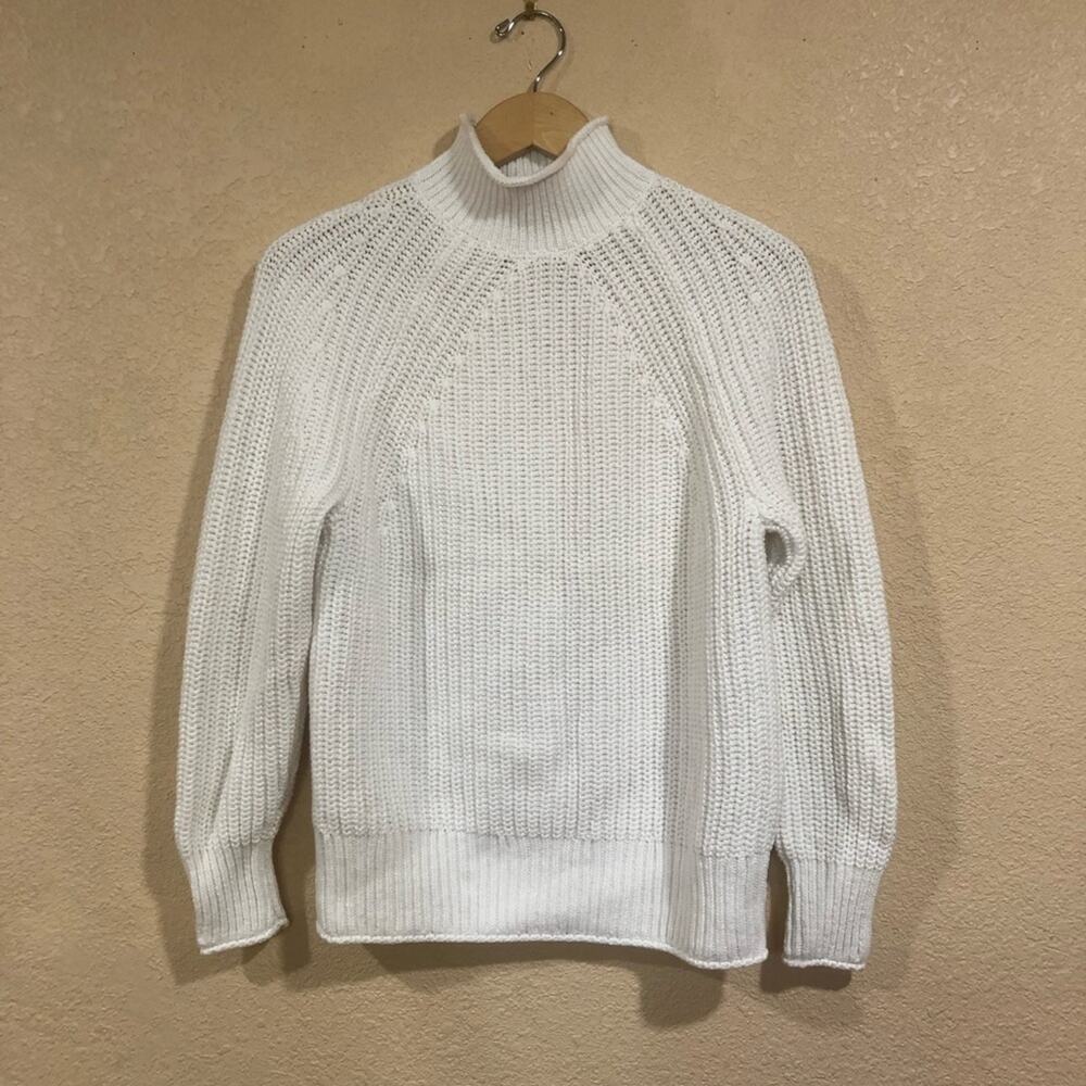 NWT J. Crew Relaxed rollneck™ knit cotton sweater in white XXS